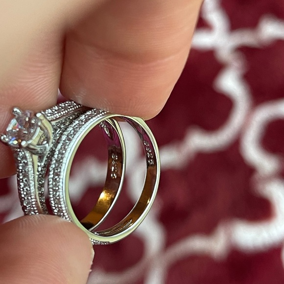 925 Silver Rings For Women Double Bridal Sets - Picture 5 of 5